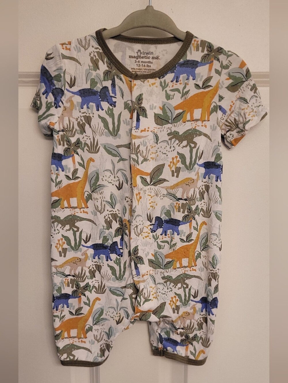 Magnetic Me, 3-6 Month, Romper, Dinosaur Print, One-Piece